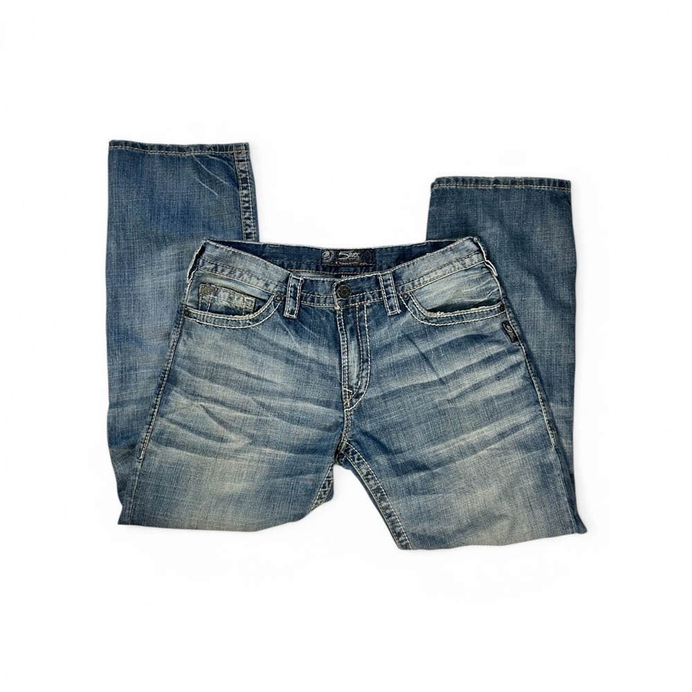 Silver Jeans Nash Straight Leg Medium Wash Distressed Men’s 34x30